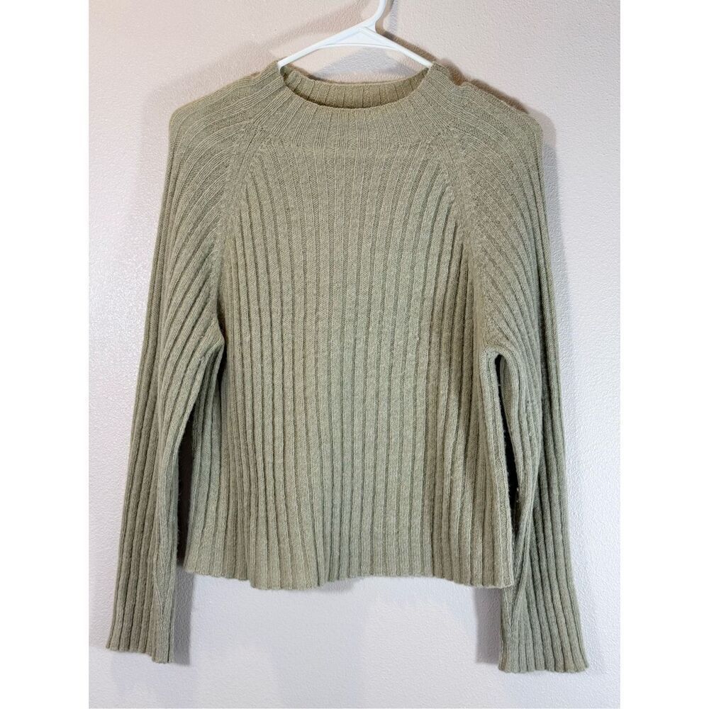 Micaela Greg Wool Baby Alpaca Blend Ribbed Knit Women's Sweater Large